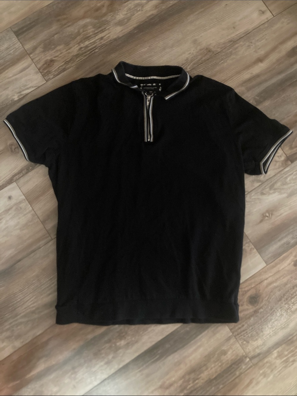 Denim & Flower Ricky Singh Men’s Black 1/4 Zip Shortsleeve Top